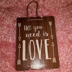 ALL YOU NEED IS LOVE HOME DECOR WOOD PLANK FARMHOUSE WALL SIGN